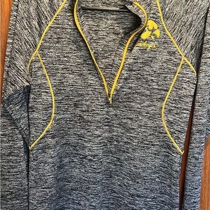 Under Armour Heather Gray and Yellow Hawkeyes Quarter-Zip Pullover